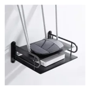2 Layer New Metal Wifi Router Stand Double Layer Wall Mounted Home decorator - (Black)